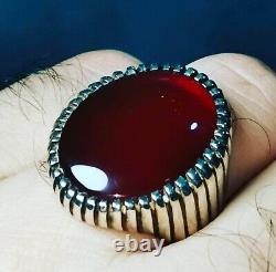 Real Yemeni Aqeeq Ring Kabadi Aqeeq Dark Deep Blood Red Aqeeq Ring Akik Ring man