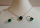 Round Cut 3ct Simulated Emerald Necklace & Earrings Set 925 Silver Gold Plated