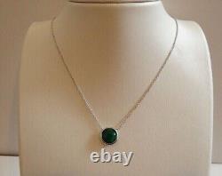 Round Cut 3Ct Simulated Emerald Necklace & Earrings Set 925 Silver Gold Plated