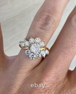 Round Cut Cluster Moissanite Engagement Ring Vintage Wedding Jewelry for Women's