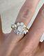 Round Cut Cluster Moissanite Engagement Ring Vintage Wedding Jewelry For Women's