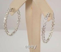 Simulated Diamond Huggie Hoop Earrings 2.30 Ct Round Cut 14k White Gold Plated