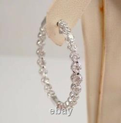Simulated Diamond Huggie Hoop Earrings 2.30 Ct Round Cut 14k White Gold Plated