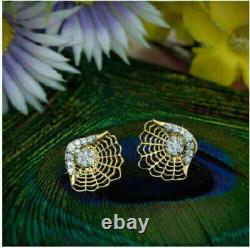 Spiderweb Vintage Style Fine Earrings 14K Yellow Gold Plated 2.2Ct Cubic Zircon