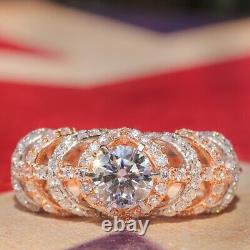 Starbust Round Moissanite 10K Gold Vintage Style Engagement Ring Jewelry For Her