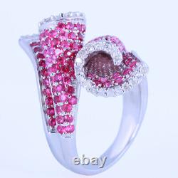 Sterling Silver 925 Natural SI Diamond Rubies Jewelry Vintage Wedding Fine Ring