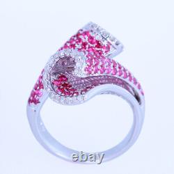 Sterling Silver 925 Natural SI Diamond Rubies Jewelry Vintage Wedding Fine Ring