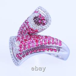 Sterling Silver 925 Natural SI Diamond Rubies Jewelry Vintage Wedding Fine Ring