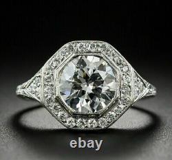 Stunning Vintage Band Engagement Ring 2.65 Ct Moissanite 14K White Gold Plated