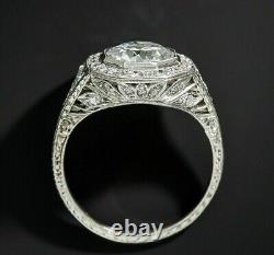 Stunning Vintage Band Engagement Ring 2.65 Ct Moissanite 14K White Gold Plated