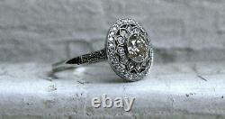 Stunning Vintage Style Wedding Ring 14K White Gold Plated 2 Ct Simulated Diamond