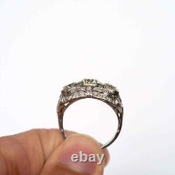 Three Stone Vintage Wedding Ring 925 Sterling Silver 4.46Ct Round Cut CZ Stone