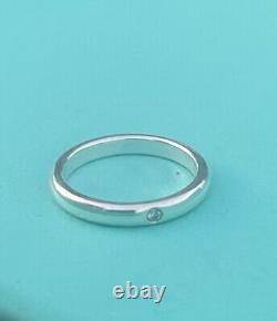 Tiffany & Co. Sterling Silver Elsa Peretti Diamond Stacking Band Ring Sz 6