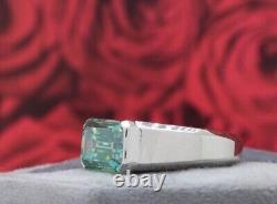 UNIQUE 6 Ct Certified Emerald Cut Blue Diamond Solitaire Ring In 925 Silver