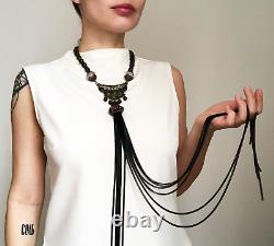 Unusual necklace long, statement extravagant necklace