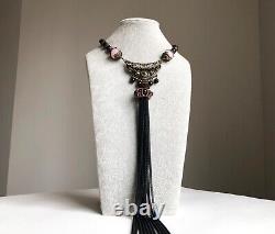 Unusual necklace long, statement extravagant necklace