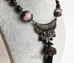 Unusual necklace long, statement extravagant necklace