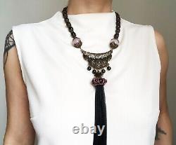 Unusual necklace long, statement extravagant necklace