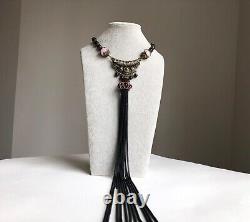 Unusual necklace long, statement extravagant necklace