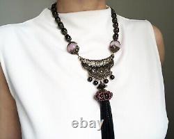 Unusual necklace long, statement extravagant necklace