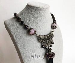 Unusual necklace long, statement extravagant necklace