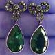 Vintage 0.96ctw Rose Cut Diamond Emerald Studded Silver Gorgeous Earring Jewelry