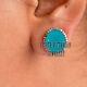 Vintage 1.21ctw Rose Cut Diamond Silver Turquoise Gorgeous Studs Earring Jewelry