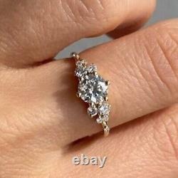 Vintage 14KGold Round Brilliant Moissanite Luxury Wedding Promise Ring Jewelry