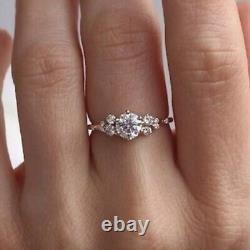 Vintage 14KGold Round Brilliant Moissanite Luxury Wedding Promise Ring Jewelry