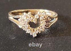 Vintage 14KP Yellow Gold Stylecrest Cluster Diamond Heart-shaped Ring Sz6