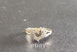 Vintage 14KP Yellow Gold Stylecrest Cluster Diamond Heart-shaped Ring Sz6