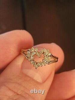 Vintage 14KP Yellow Gold Stylecrest Cluster Diamond Heart-shaped Ring Sz6