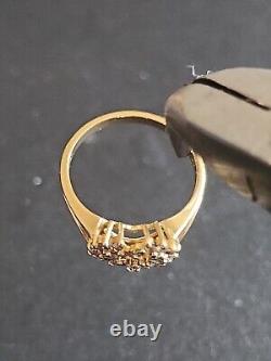 Vintage 14KP Yellow Gold Stylecrest Cluster Diamond Heart-shaped Ring Sz6