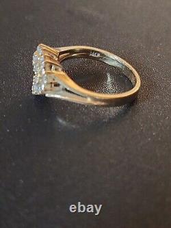 Vintage 14KP Yellow Gold Stylecrest Cluster Diamond Heart-shaped Ring Sz6