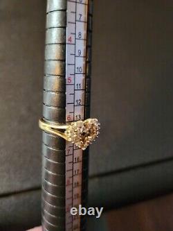 Vintage 14KP Yellow Gold Stylecrest Cluster Diamond Heart-shaped Ring Sz6