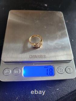 Vintage 14KP Yellow Gold Stylecrest Cluster Diamond Heart-shaped Ring Sz6