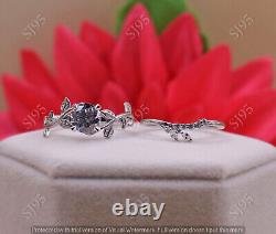 Vintage 2.5Ct Lab Created Round Diamond Flower Leaf Engagement Bridal Sets Rings