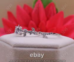 Vintage 2.5Ct Lab Created Round Diamond Flower Leaf Engagement Bridal Sets Rings