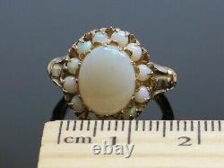 Vintage 4CT Oval Cut Simulated Opal Wedding Ring 14K Yellow Gold Plated Silver