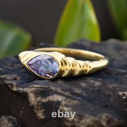 Vintage Alexandrite Wedding Ring Yellow Gold Jewelry Handmade Gift Ring for Her