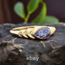 Vintage Alexandrite Wedding Ring Yellow Gold Jewelry Handmade Gift Ring for Her