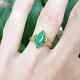 Vintage Antique Marquise Cut Natural Green Jade Wedding Ring 14k Yellowgold Over