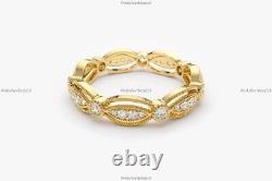 Vintage Art Deco Crown Wedding Ring 14k Yellow Gold Natural Diamond Jewelry