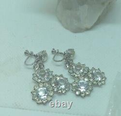 Vintage Austrian Crystal Radiant Sparkle Wedding Necklace And Chandlier Earring