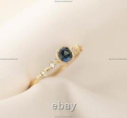Vintage Cluster Engagement Ring 14k Yellow Gold Sapphire Gemstone Jewelry