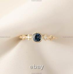 Vintage Cluster Engagement Ring 14k Yellow Gold Sapphire Gemstone Jewelry