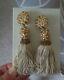 Vintage Couture James Arpad $600+ Crystal Bead Fringe Dangle Clip On Earrings