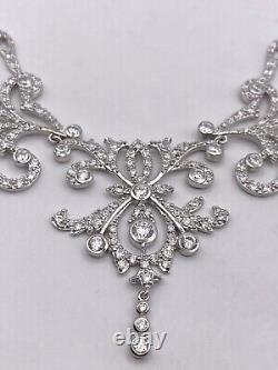 Vintage Crystal 925 Sterling Silver Necklace 16-18 inches