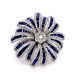 Vintage Flower Design White Round Cut Cz & Lab Created Sapphire Silver Ring