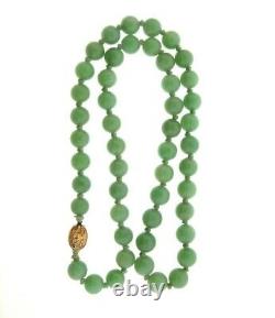 Vintage Jade Bead Necklace 10mm 25 in